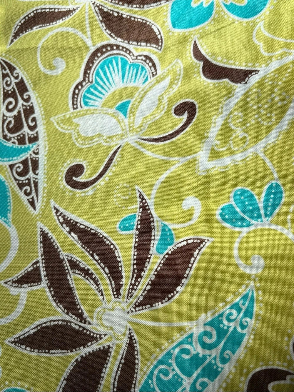 Marseille by Michael Miller Floral Fabric in Green & Turquoise - 1 Yd plus